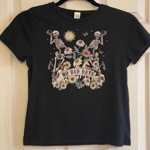 No Bad Days Black T-Shirt Skull Graphic Size Medium Juniors Women’s
